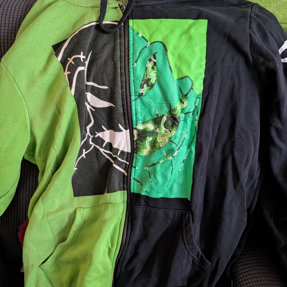 Green and Black Graphic Hoodie